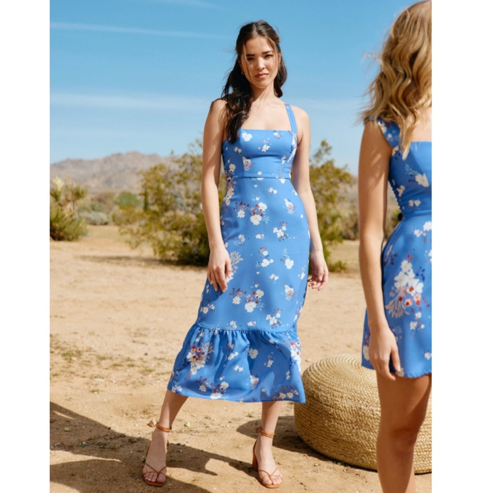 Park & Fifth Lafayette Midi Floral Cross Strap Dress Frida Floral
